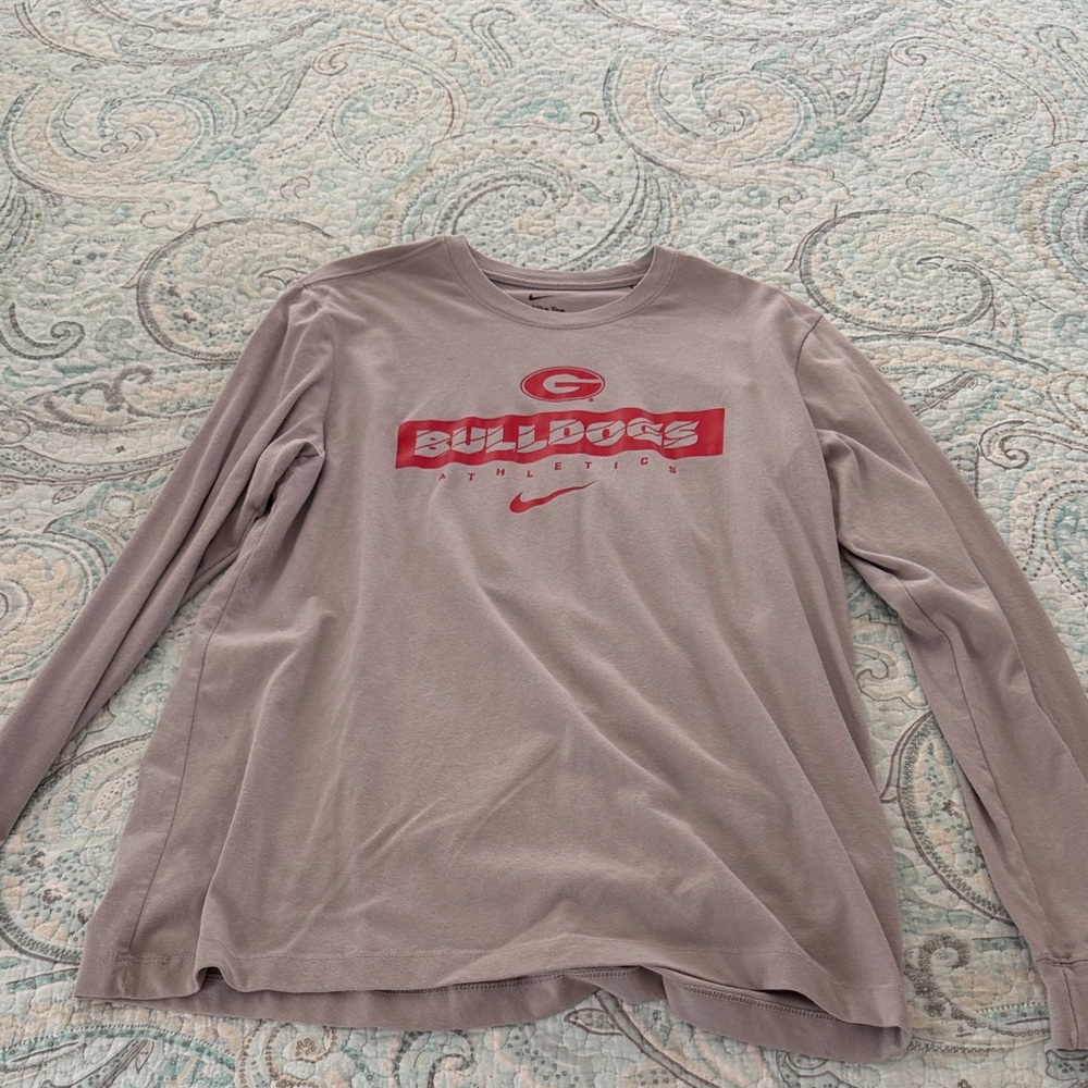 Nike Gray Long Sleeve with Red Bulldogs Logo